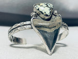 Desert Bloom Variscite Shark Tooth Vintage Sterling Silver Bracelet-Nativo Arts