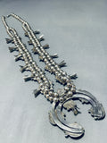 247 Gram Bisbee Turquoise Vintage Native American Navajo Sterling Silver Suqash Blossom Necklace-Nativo Arts