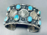 102 Gram Heavy San Felipe Turquoise Sterling Silver Coin Bracelet-Nativo Arts