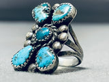 Native American Phenomenal Vintage Navajo Pilot Mountain Turquoise Sterling Silver Ring-Nativo Arts