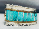 One Of The Most Unique Ever Vintage Native American Navajo Turquoise Sterling Silver Bracelet-Nativo Arts