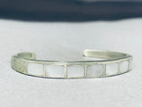 Beautiful Vintage Native American Navajo Mother Of Pearl Sterling Silver Bracelet-Nativo Arts