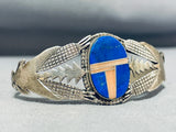One Of A Kind Vintage Native American Navajo Lapis Sterlng Silver Bracelet-Nativo Arts