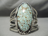 One Of The Best Vintage Native American Navajo #8 Turquoise Sterling Silver Bracelet Old-Nativo Arts
