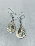 Important Exquisite Vintage Native American Zuni Abalone Sterling Silver Earrings-Nativo Arts