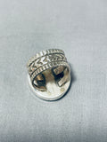 Huge Tsosie Native American Navajo Signed Blue Gem Turquoise Sterling Silver Ring-Nativo Arts