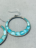 Exquisite Vintage Native American Zuni Blue Green Turquoise Sterling Silver Earrings-Nativo Arts