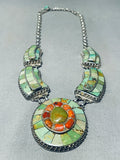 One Of The Best Vintage Southwest Green Turquoise Sterling Silver Necklace-Nativo Arts