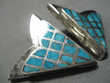 One Of The Best Vintage Native American Navajo Turquoise Sterling Silver Collar Protectors-Nativo Arts