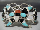 Marvelous Vintage Native American Zuni Native Turquoise Sterling Silver Butterfly Bracelet-Nativo Arts