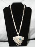 One Of The Best Vintage Native American Navajo Real Gold Sterling Silver Turquoise Necklace Old-Nativo Arts