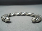 Thick Vintage Native American Navajo Sterling Silver Rope Twist Bracelet-Nativo Arts