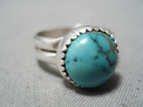 Important Vintage Native American Navajo Spiderweb Turquoise Sterling Silver Ring-Nativo Arts