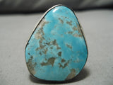 Exquisite Vintage Navajo Blue Gem Turquoise Sterling Silver Native American Ring-Nativo Arts