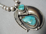 Astonishing Vintage Native American Hopi Sterling Silver Turquoise Necklace Old-Nativo Arts