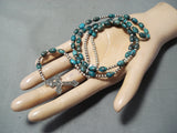 Exquisite Navajo Native American Turquoise Sterling Silver Rosary Necklace-Nativo Arts