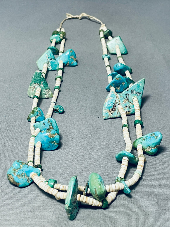 Native American Important Early 1900's Santo Domingo Vintage Turquoise Necklace Old-Nativo Arts