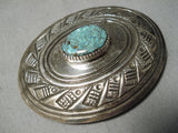 Impressive Vintage Native American Navajo Carico Lake Turquoise Sterling Silver Buckle Or Pendant-Nativo Arts