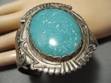 Early 1900's Vintage Native American Navajo Earth Turquoise Sterling Silver Bracelet Old-Nativo Arts