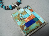 Native American Unique Vintage Santo Domingo Turquoise Sterling Silver Necklace Old-Nativo Arts