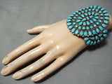 One Of Best Vintage Native American Navajo Blue Gem Turquoise Sterling Silver Cluster Bracelet-Nativo Arts