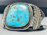Colossal Vintage Native American Navajo Pilot Mountain Turquoise Sterling Silver Huge Bracelet-Nativo Arts