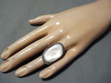 Huge Vintage Navajo Pearl Sterling Silver Native American Ring-Nativo Arts