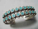 Rare Early Vintage Zuni Native American Navajo Green Turquoise Snake Sterling Silver Bracelet-Nativo Arts