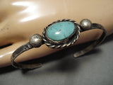 Very Rare Vintage Native American Navajo Fox Turquoise Sterling Silver Bracelet Old Cuff-Nativo Arts