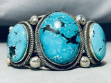 Superb Native American Navajo 3 Godber Turquoise Sterling Silver Huge Bracelet-Nativo Arts