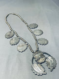 Cardinal Vintage Native American Zuni Sterling Silver Squash Blossom Necklace-Nativo Arts