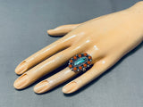 Important Kee Family Vintage Native American Navajo Spiderweb Turquoise Sterling Silver Ring-Nativo Arts