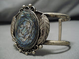 Rare Vintage Navajo Large Abalone Shell Sterling Silver Native American Bracelet-Nativo Arts