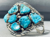 Massive Vintage Native American Navajo Morenci Turquoise Sterling Silver Bracelet-Nativo Arts