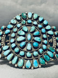 Native American Important Very Vintage Navajo Turquoise Sterling Silver Bracelet Old-Nativo Arts