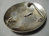 Impressive Vintage Native American Navajo Carico Lake Turquoise Sterling Silver Buckle Or Pendant-Nativo Arts