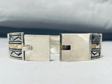 Expertly Detailed Vintage Native American Navajo Gold Sterling Silver Sectional Bracelet-Nativo Arts