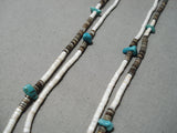 Marvelous Vintage Native American Navajo Turquoise Nugget Brown White Heishi Necklace Old-Nativo Arts
