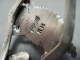 Impressive Signed Native American Navajo 3 Sterling Silver Toads Bracelet-Nativo Arts