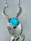 Soaring Eagle Vintage Native American Navajo Turquoise Sterling Silver Necklace-Nativo Arts