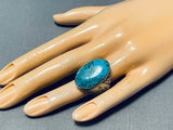 Heavy Vintage Native American Navajo Blue Diamond Turquoise Sterling Silver Ring-Nativo Arts