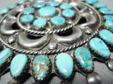 Authentic Larry Moses Begay Vintage Native American Navajo Turquoise Sterling Silver Pin Old-Nativo Arts