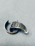 Early Authentic Vintage Native American Hopi Sterling Silver Geomtric Earrings-Nativo Arts