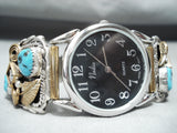Hb Yazzie Native American Navajo Sleeping Beauty Turquoise Sterling Silver Watch Bracelet-Nativo Arts
