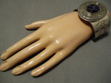 One Of The Best Vintage Native American Navajo Charoite Inlay Sterling Silver Bracelet Old Cuff-Nativo Arts
