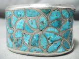 Heavy Detailoed Vintage Native American Zuni Turquoise Sterling Silver Bracelet Old-Nativo Arts