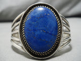Huge Vintage Navajo Lapis Sterling Silver Native American Bracelet Old-Nativo Arts