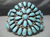 Remarkable Vintage Navajo Turquoise Sterling Silver Native American Bracelet Old-Nativo Arts
