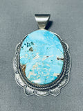 Rare Turquoise Vintage Native American Navajo Sterling Silver Pendant-Nativo Arts