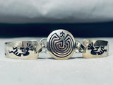 Hand Carved Vintage Native American Navajo Sterling Silver Link Chain Bracelet-Nativo Arts